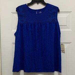 3/$15 NWT St. John's Bay 100% Cotton Royal Blue Cobalt Sleeveless Top Size 1X